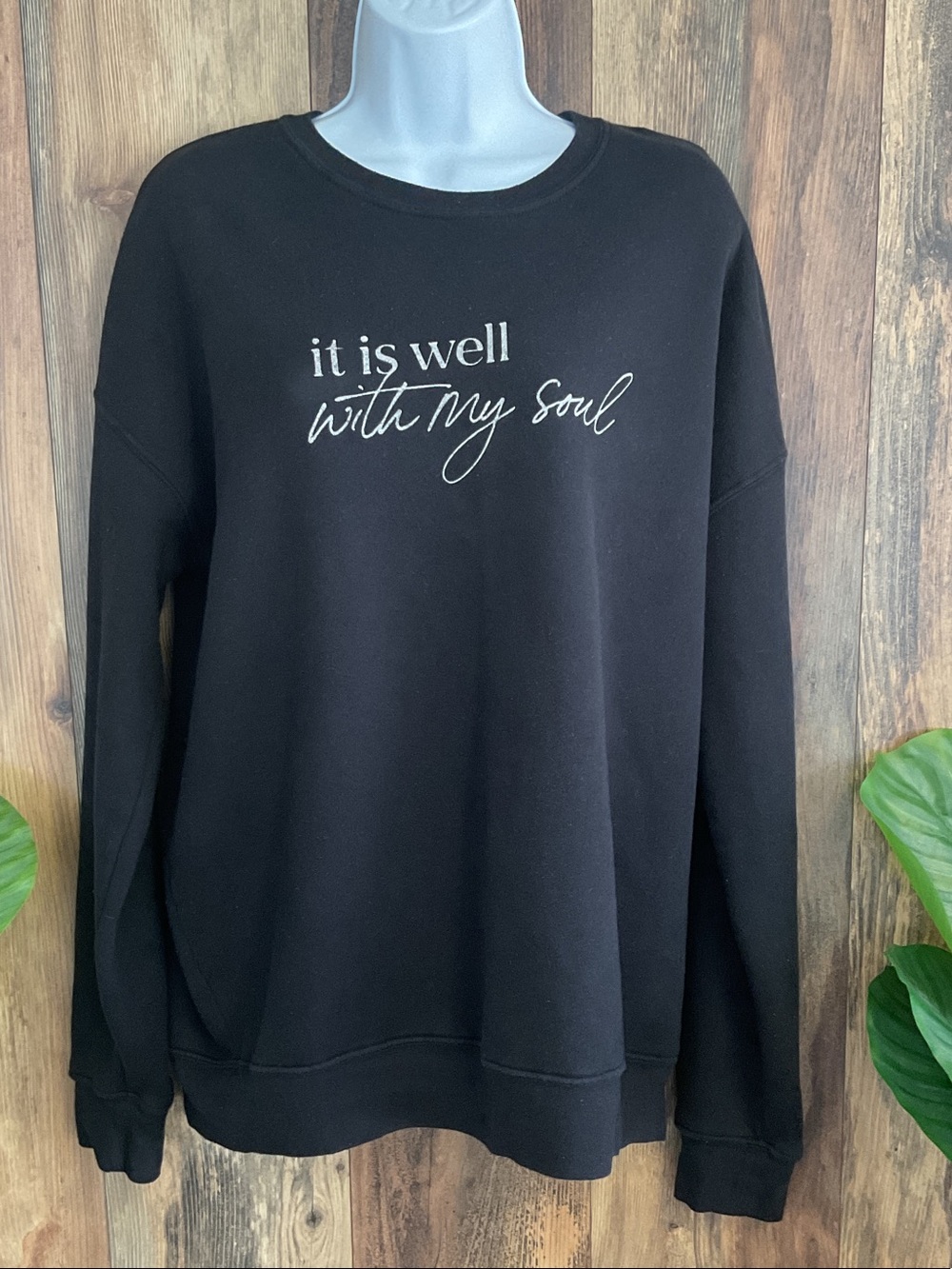 Oat Collective "It Is Well With My Soul" Black Pullover Sweatshirt XL C230